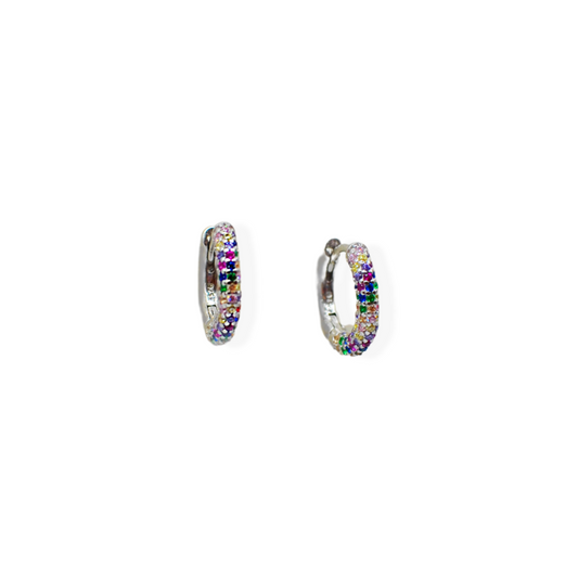 Pendiente aro multicolor plata de ley